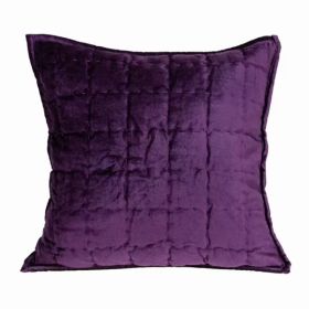 20" x 7" x 20" Transitional Purple Solid Quilted Pillow Cover With Poly Insert (Pack of 1)