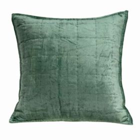 20" x 7" x 20" Transitional Green Solid Quilted Pillow Cover With Poly Insert (Pack of 1)