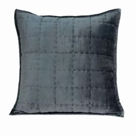 20" x 7" x 20" Transitional Charcoal Solid Quilted Pillow Cover With Poly Insert (Pack of 1)