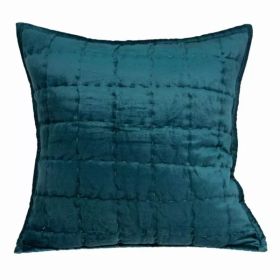 20" x 7" x 20" Transitional Teal Solid Quilted Pillow Cover With Poly Insert (Pack of 1)