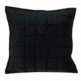 20" x 7" x 20" Transitional Black Solid Quilted Pillow Cover With Poly Insert (Pack of 1)