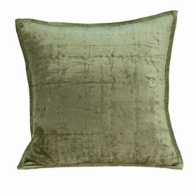 20" x 7" x 20" Transitional Olive Solid Quilted Pillow Cover With Poly Insert (Pack of 1)