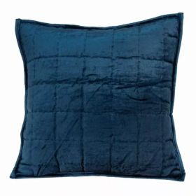 20" x 7" x 20" Transitional Navy Blue Quilted Pillow Cover With Poly Insert (Pack of 1)