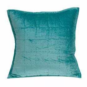 20" x 7" x 20" Transitional Aqua Solid Quilted Pillow Cover With Poly Insert (Pack of 1)