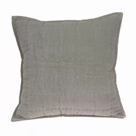 20" x 0.5" x 20" Transitional Gray Solid Quilted Pillow Cover (Pack of 1)