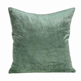 18" x 7" x 18" Transitional Green Solid Pillow Cover With Poly Insert (Pack of 1)