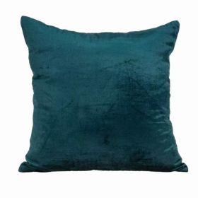 18" x 7" x 18" Transitional Teal Solid Pillow Cover With Poly Insert (Pack of 1)