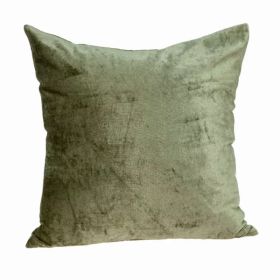 18" x 7" x 18" Transitional Olive Solid Pillow Cover With Poly Insert (Pack of 1)