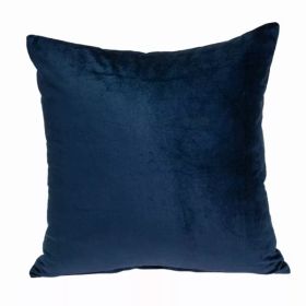 18" x 7" x 18" Transitional Navy Blue Solid Pillow Cover With Poly Insert (Pack of 1)