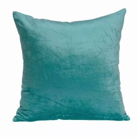 18" x 7" x 18" Transitional Aqua Solid Pillow Cover With Poly Insert (Pack of 1)