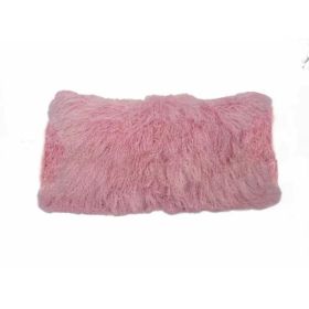 17" Pink Genuine Tibetan Lamb Fur Pillow with Microsuede Backing (Pack of 1)