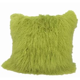 20" Lime Green Genuine Tibetan Lamb Fur Pillow with Microsuede Backing (Pack of 1)