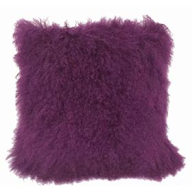 20" Purple Genuine Tibetan Lamb Fur Pillow with Microsuede Backing (Pack of 1)