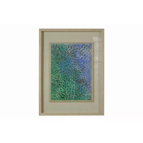 Wild Green and Blue Light Wood Shadowbox Wall Art (Pack of 1)