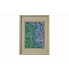 Swirling Blues and Greens Light Wood Shadowbox Wall Art (Pack of 1)