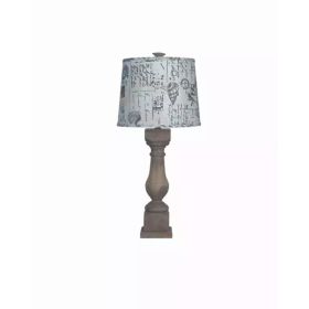 Brown Washed Wood Finish Table Lamp with Nautical Patchwork Shade (Pack of 1)