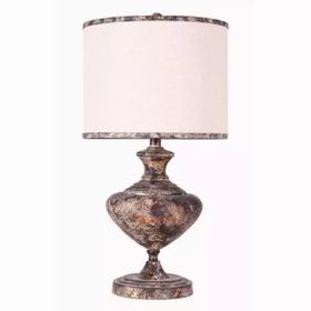 Metal Finish Traditional Table Lamp with Ivory Fabric Shade (Pack of 1)