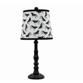 Black Traditional Table Lamp with Cow Printed Shade (Pack of 1)