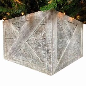 23" Square Natural White Wash Christmas Tree Collar (Pack of 1)
