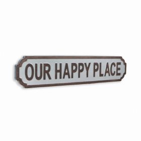 Gray Metal decorative Wall Mounted Sign  Our Happy Place (Pack of 1)