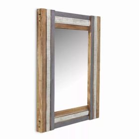 Rectangular Multicolored Wood Framed Mirror (Pack of 1)