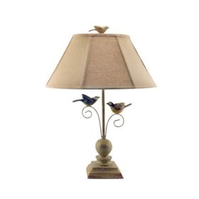 Cheerful Taupe Base Table Lamp with 3D Colorful Birds (Pack of 1)