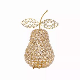 10.75" Medium Faux Crystal Gold Pear Sculpture (Pack of 1)