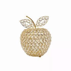 10.75" Medium Faux Crystal Gold Apple Sculpture (Pack of 1)