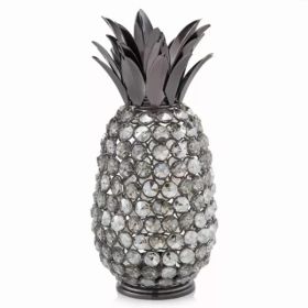 11" Faux Crystal Black and Nickel Pineapple Sculpture (Pack of 1)