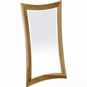 Modern Curves Solid Teak Wall Mirror in Natural Finish (Pack of 1)