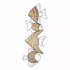 Fish Wall Art decor with Matte Black Metal Outlines (Pack of 1)