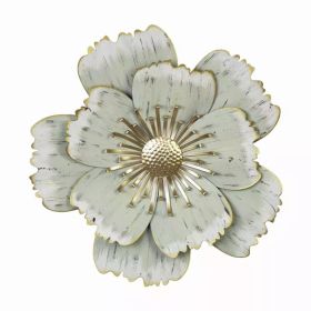 Flower Metal Wall decor with Distressed Brush Finish (Pack of 1)