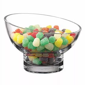 7" Mouth Blown Lead Free Slant Cut Candy Serving Glass Bowl (Pack of 1)