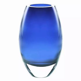 9" Mouth Blown Crystal European Made Midnight Blue Crystal Vase (Pack of 1)