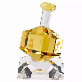 3" Mouth Blown Amber Dreidel On Crystal Stand (Pack of 1)