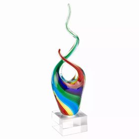 11" MultiColor Art Glass Abstract Centerpiece on Crystal Base (Pack of 1)