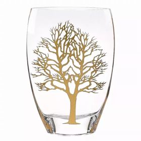 12" Mouth Blown Gold Tree of Life Vase (Pack of 1)