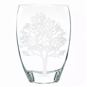 12" Mouth Blown Frosted Crystal European Made Tree Of Life Vase (Pack of 1)