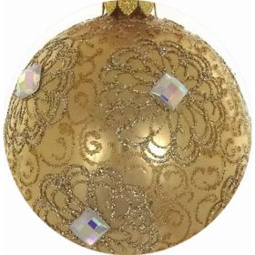 Mouth Blown Polish Glass Gold & Clear Christmas Ornament (Pack of 1)