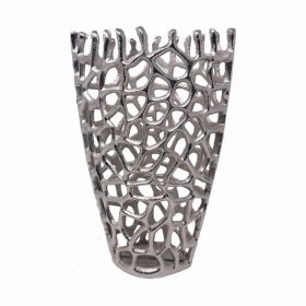 9" X 9" X 16" Silver Aluminum Branch Twig Large Table Vase (Pack of 1)