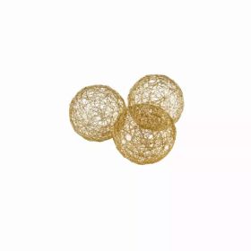 3" X 3" X 3" Gold Iron Wire Spheres Box Of 3 (Pack of 1)