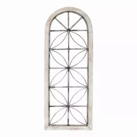 Distressed White Metal & Wood Window Panel (Pack of 1)
