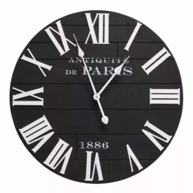 24" Vincent Black and White Wood   Wall Clock (Pack of 1)