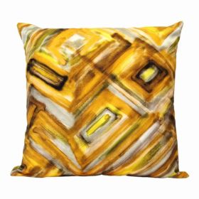 Shades of Yellow Abstract Design Square Pillow (Pack of 1)