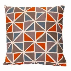 Orange and Blue Geometric Design Square Pillow (Pack of 1)