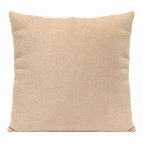 Square Sand Beige Tweed Textured Throw Pillow (Pack of 1)