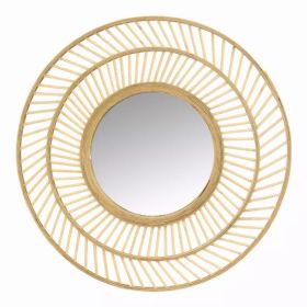 31.5" Boho Casual Woven Wicker Wall Mirror (Pack of 1)