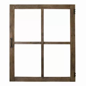 Walnut Wood Windowpane Wall decor with Metal Hinges (Pack of 1)