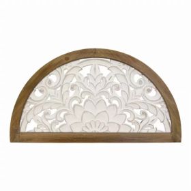 Distressed White and Natural Wood Scroll Design Over Door Wall Hanging (Pack of 1)