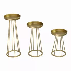S/3 Gold Finish Mid-Century Candlesticks (Pack of 1)
